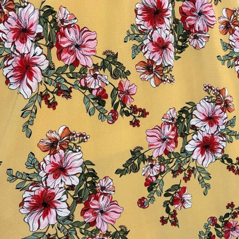 Bailey Blue Yellow Floral Maxi w Cape Sleeve Large - Picture 6 of 7